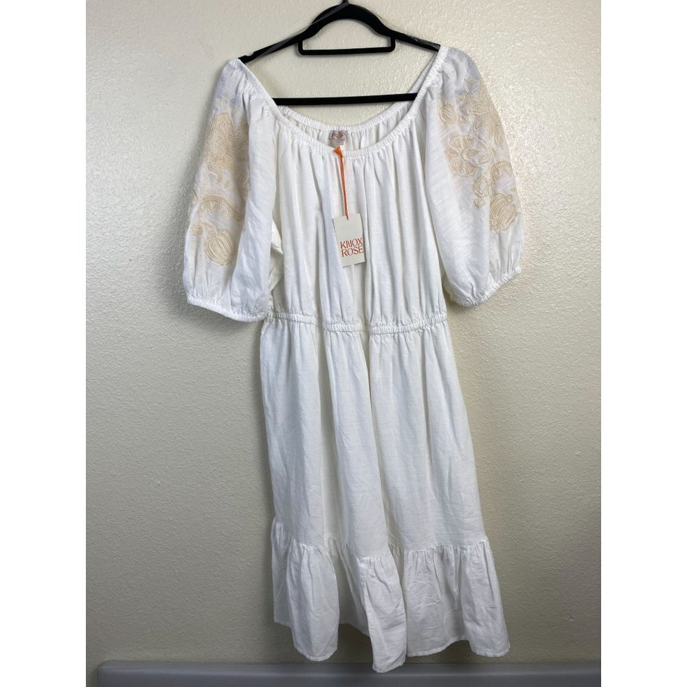 NEW Knox Rose Midi‎ Dress Womens size XXL White Floral Embroidered Boho vacation
